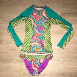 Trina Turk Swim Rash Guard and Bikini Bottom